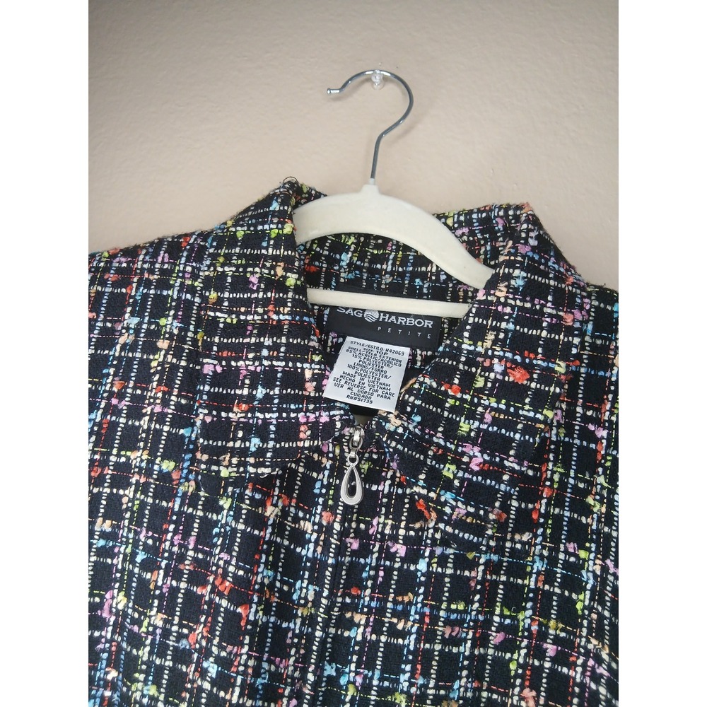 Sag Harbor Multicolor Confetti Tweed Zip Jacket Rainbow Textured Blazer - Picture 5 of 5